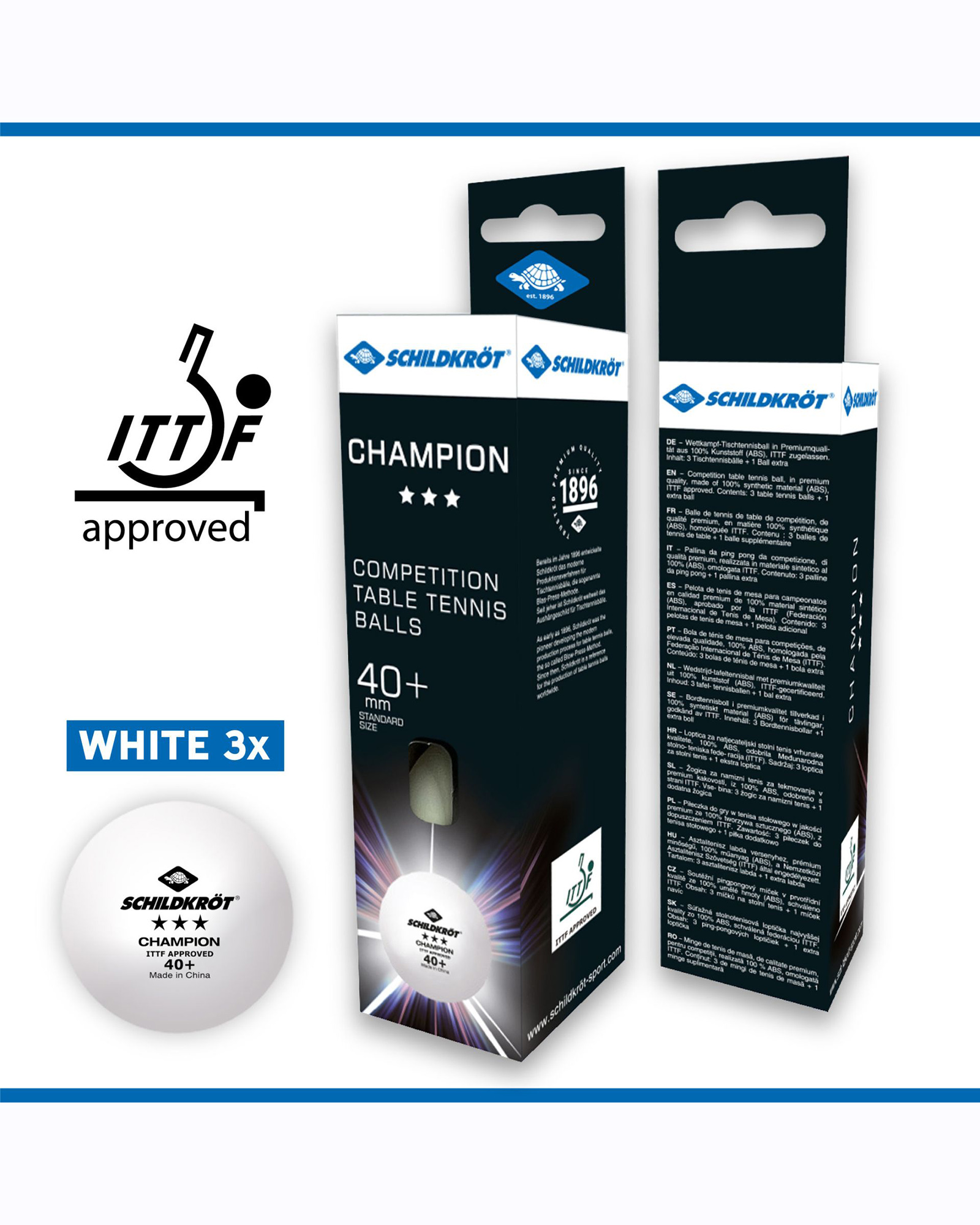Donic Champion 3* White 40+ Table Tennis Balls - Image 2