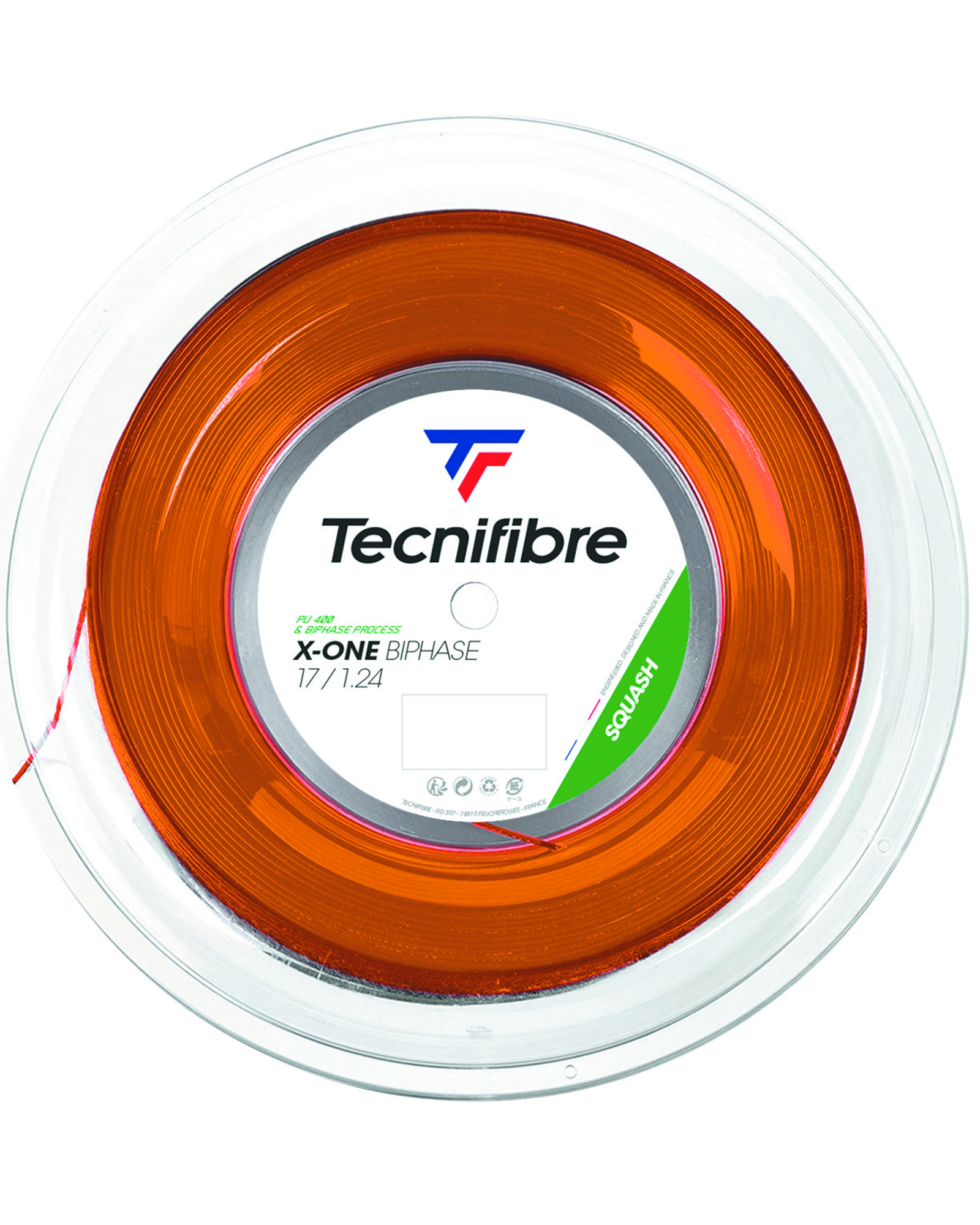 Tecnifibre X-One Biphase 1.24mm Squash String 200m Reel - Orange