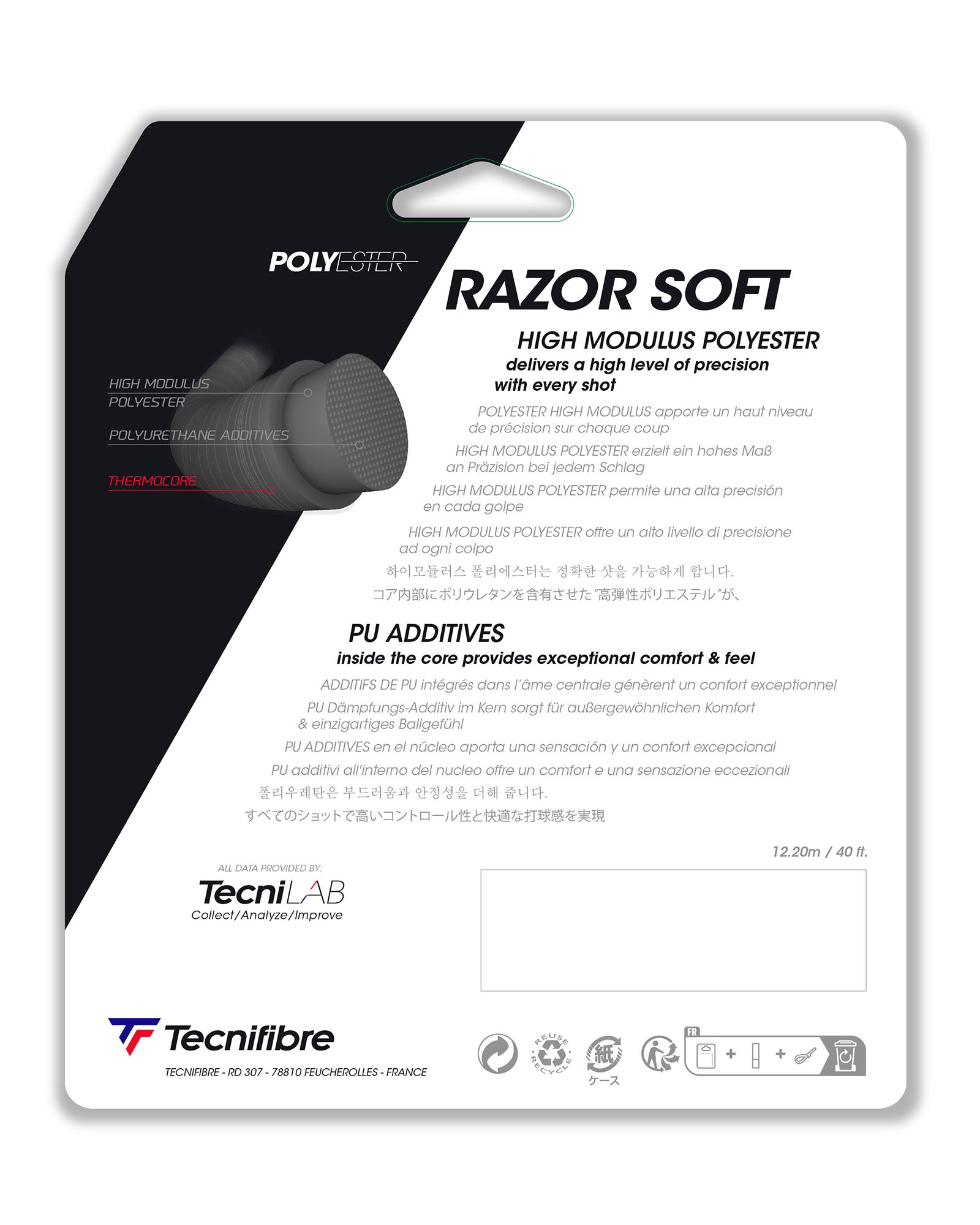 Tecnifibre Razor Soft Tennis String Black 1.25mm REEL SGS