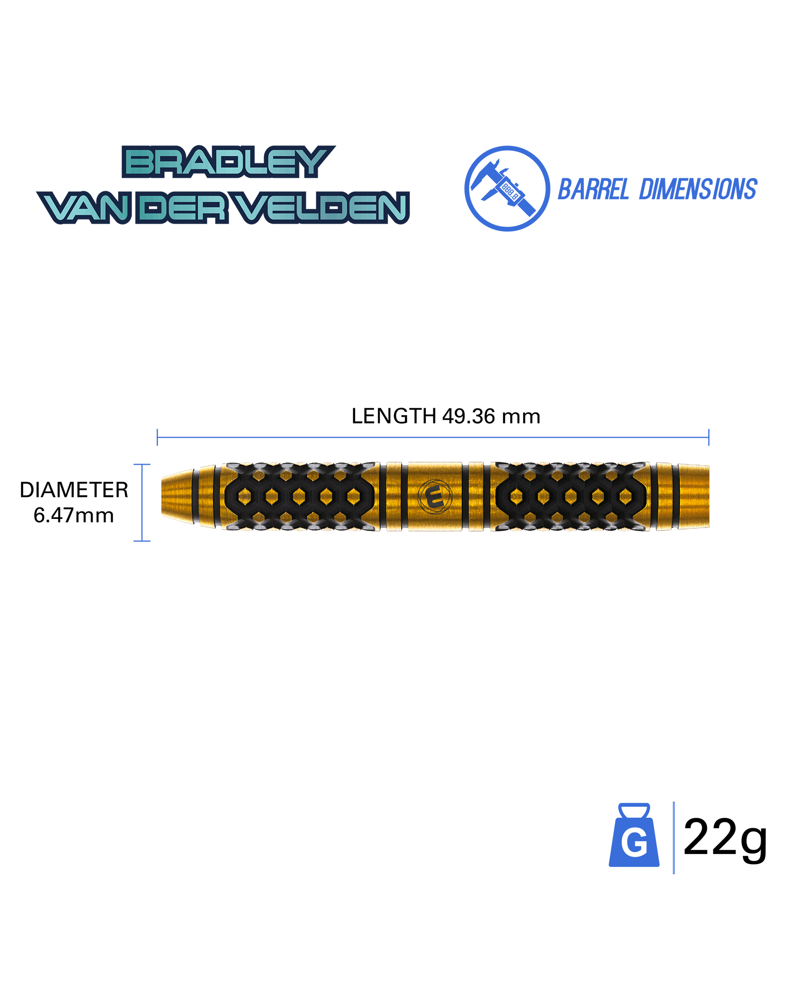 Winmau Bradley van der Velden 22g Dart Set - Image 8