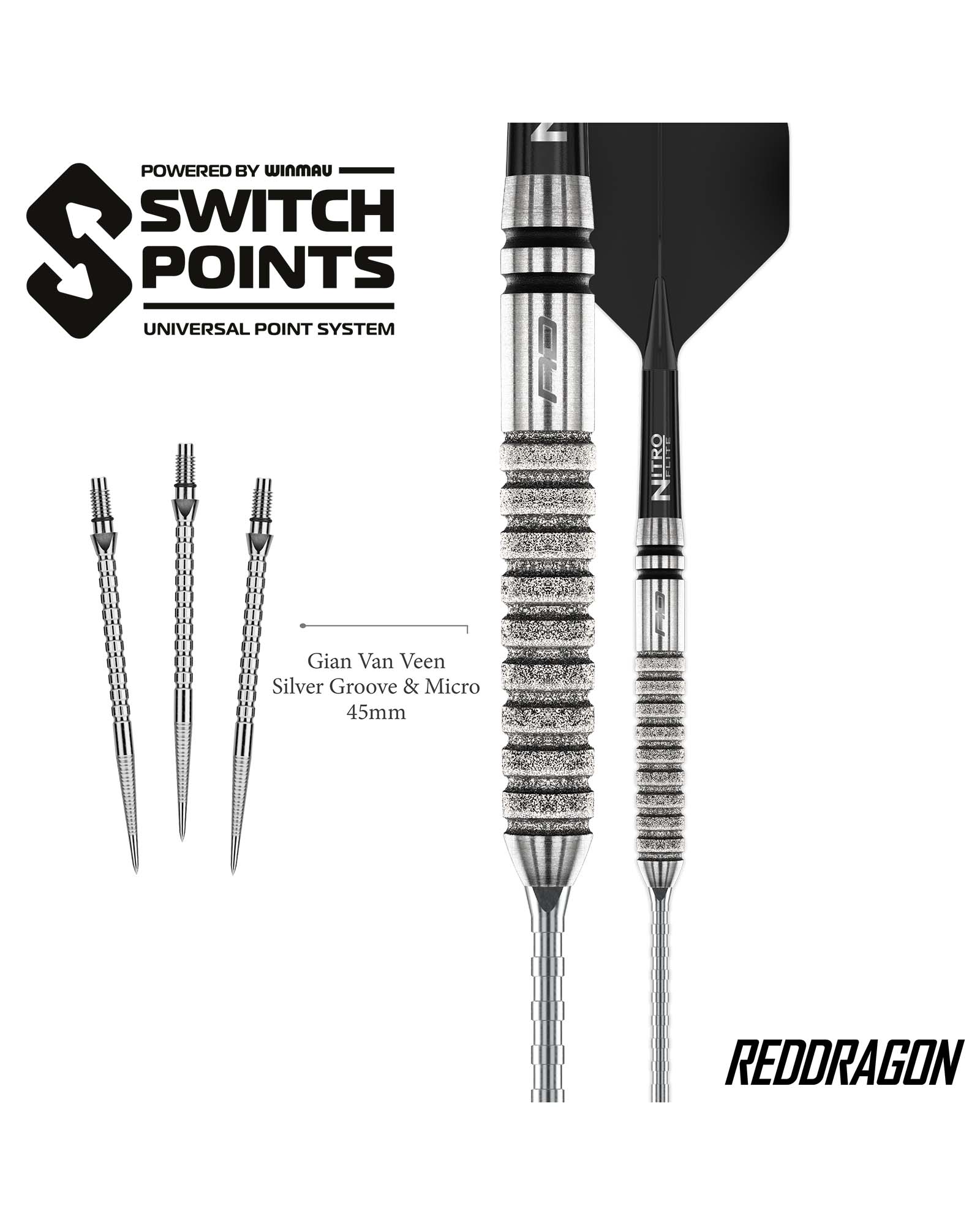 Red Dragon Gian van Veen Tour Edition 21g Switch Point Dart Set - Image 5