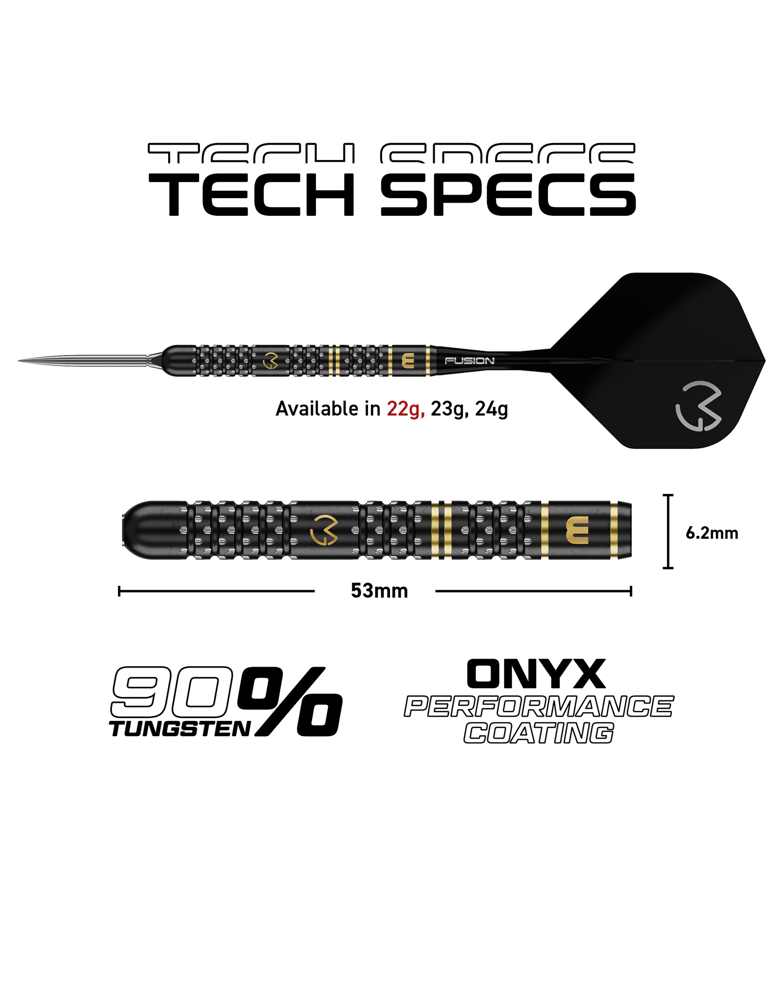1574 Winmau MvG W-Max 90% Switch Point Darts