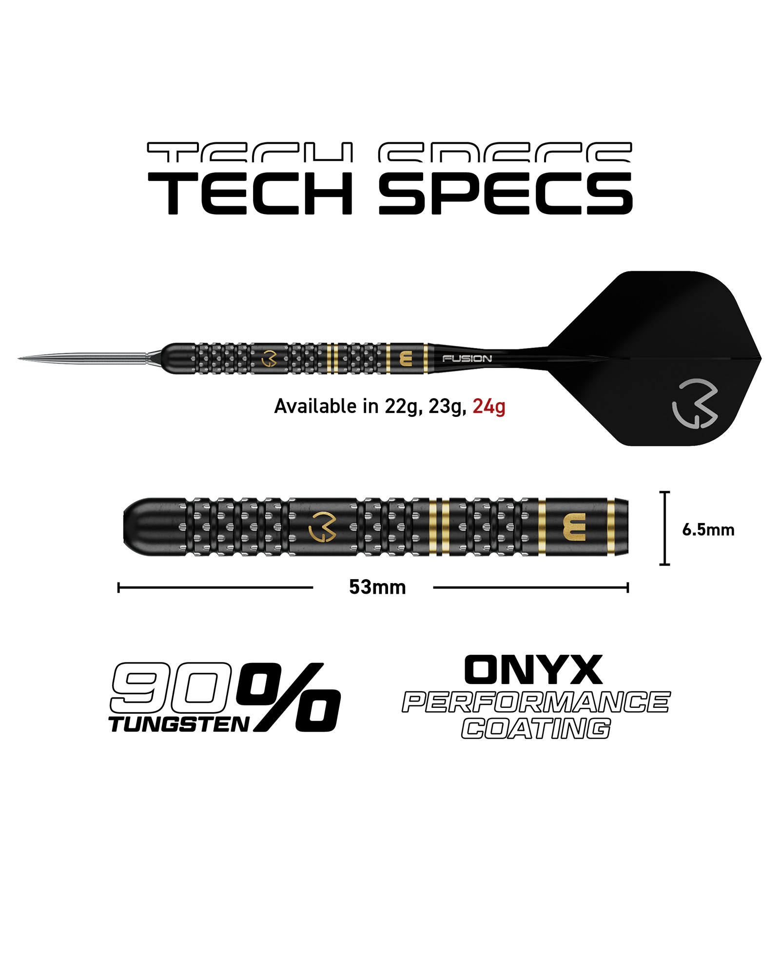 1574 Winmau MvG W-Max 90% Switch Point Darts